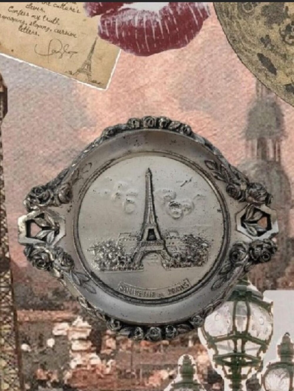VTG Silver Toned/Pewter "Souvenir De Paris" Eiffel Tower Collectible Ashtray